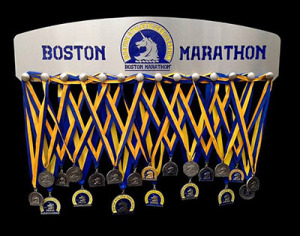 boston marathon blue diamond athletic display