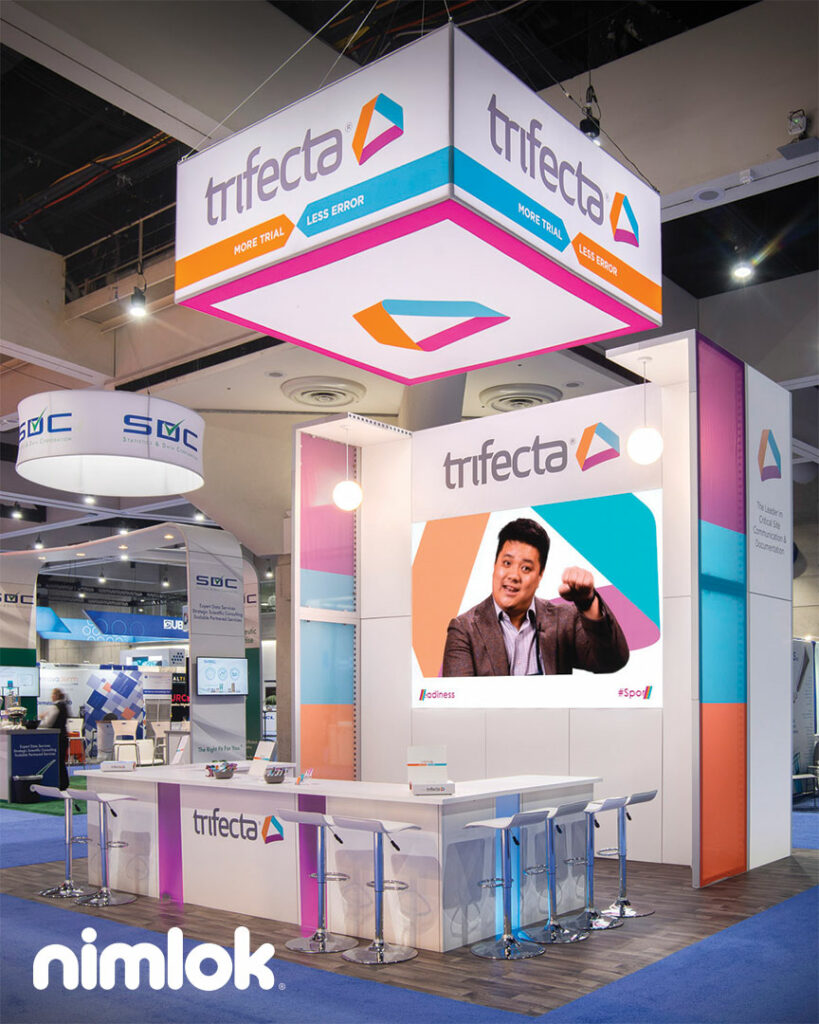 make your booth stand out like this booth with bright vibrant graphics and led lighting