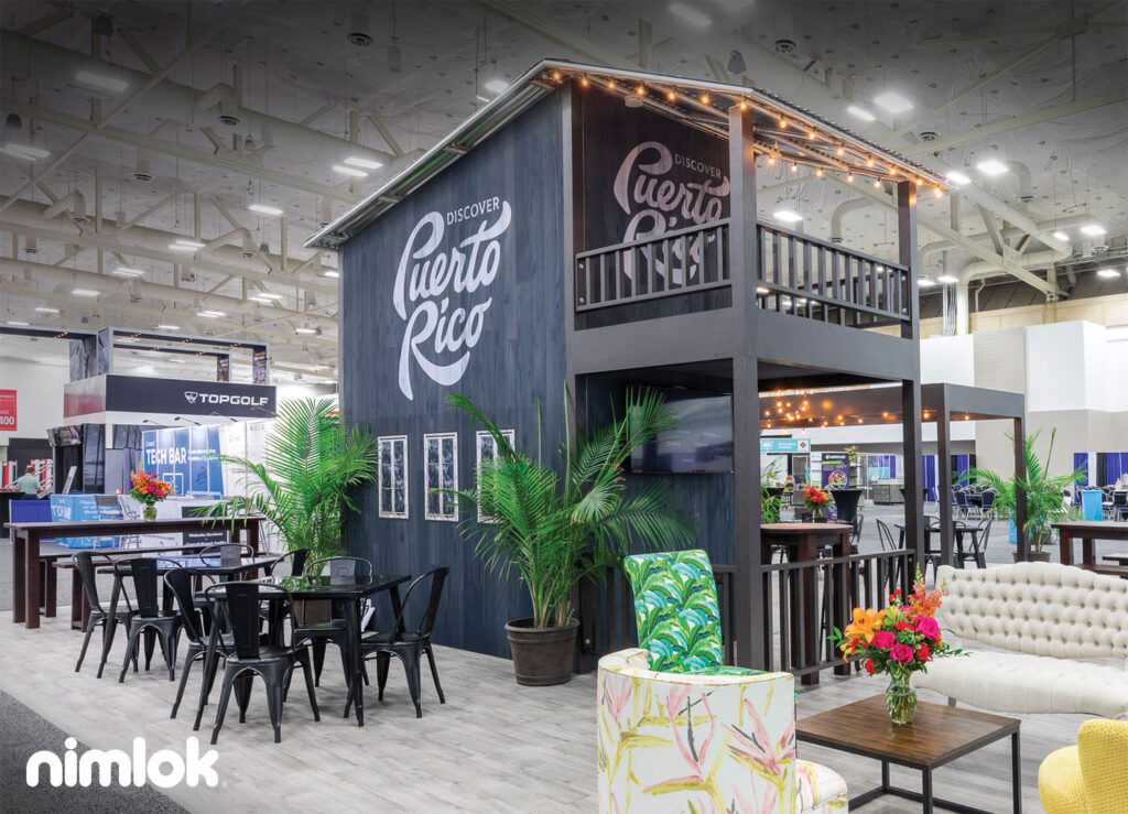 Beautiful booth design incorporating trade show success tips.